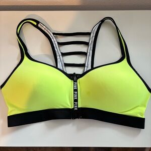Victoria's Secret PINK Neon Sports Bra Front Zip Push-up